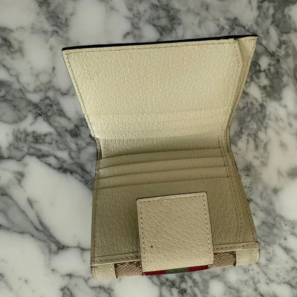 Gucci GG‎ Ophidia Wallet Leather Web Ivory/White, Rare - Picture 6 of 10
